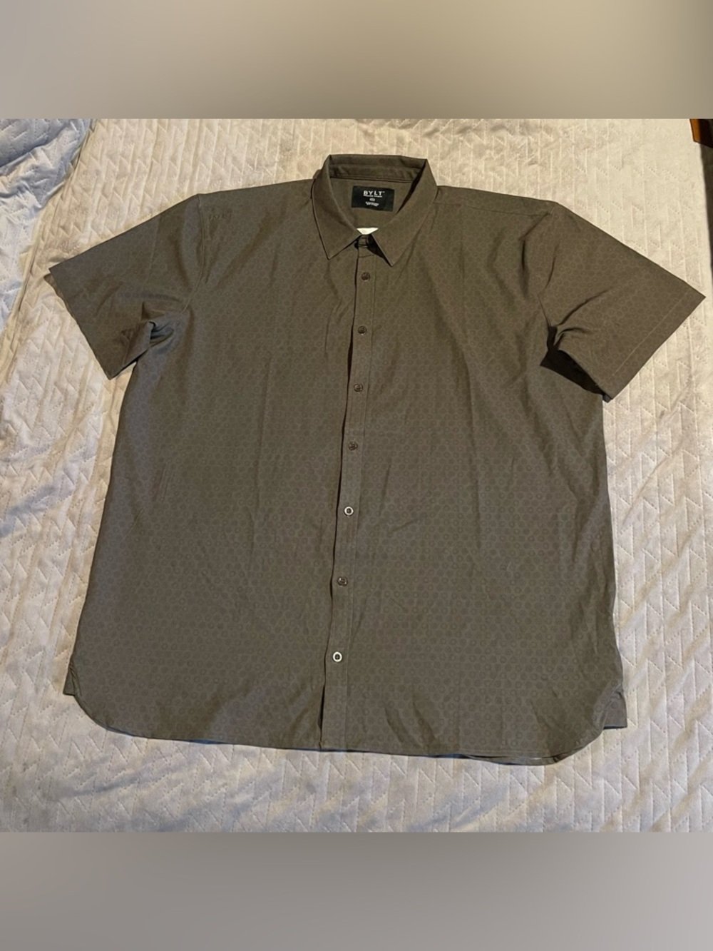 Bylt‎ Basics s/s geometric pattern shirt mens 2XL NWOT green